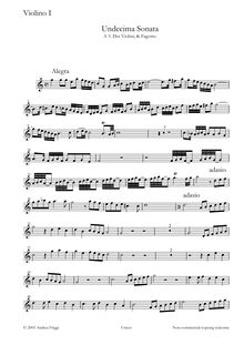 Partition violon 1, Undecima Sonata A , Doi Violini, & Fagotto, Castello, Dario