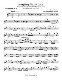 Partition clarinette 1, Symphony No.34, F major, Rondeau, Michel