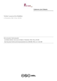 Victor Louis et le théâtre  ; n°38 ; vol.12, pg 168-169