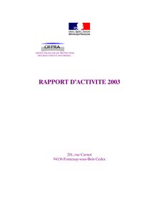 Rapport d activité 2003 de l Office français de protection des réfugiés et apatrides