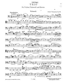 Partition de violoncelle, Piano Trio, Op.62, Thomassin, Désiré