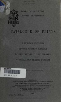 Catalogue of prints ... : modern etchings ..