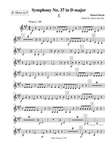 Partition cor 2 (F), Symphony No.37, D major, Haydn, Michael