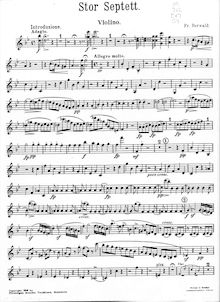 Partition violon, Grand Septet en B flat, B♭ Major, Berwald, Franz