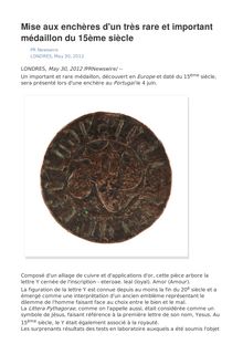 Mise aux enchères d un très rare et important médaillon du 15ème siècle