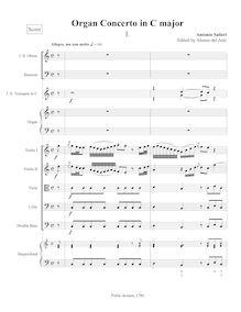 Partition complète, orgue Concerto en C major, C major, Salieri, Antonio