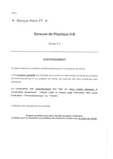 Physique II-B 2002 Classe Prepa PT Banque Filière PT