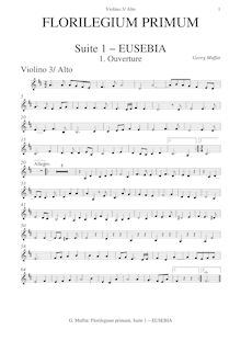 Partition violons III (= altos I), Florilegium primum, 7 Suites for Strings