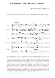 Partition complète, hautbois Concerto en C minor, C minor, Seyfert, Martin