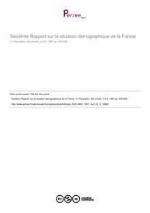 Seizième Rapport sur la situation démographique de la France - article ; n°4 ; vol.42, pg 605-648