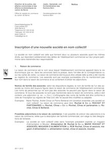 Exemple d inscription d une SNC au registre du commerce du canton de Berne - 2012