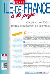 Conjoncture 2004 : reprise modérée en Ile-de-France