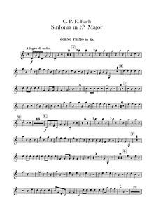 Partition cor 1, 2 (E♭), Symphony, Wq.183/2 (H.664), E-flat major