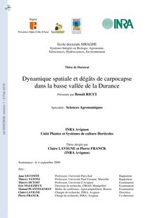 Dynamique spatiale et dégâts de carpocapse dans la basse vallée de la Durance, Spatial dynamics and damage of codling moth in the low Durance valley