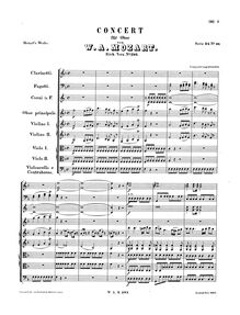 Partition complète, hautbois Concerto, F major, Mozart, Wolfgang Amadeus