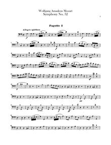 Partition basson 1, 2, Symphony No.32, Overture, G major, Mozart, Wolfgang Amadeus