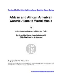 AFRICAN AND AFRICAN-AMERICAN TRADITIONS IN LANGUAGE ARTS
