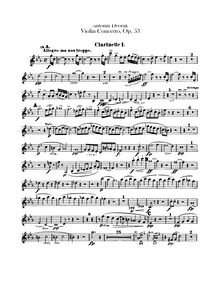 Partition clarinettes 1, 2 (en A, B♭), violon Concerto, Koncert pro housle a orchestr