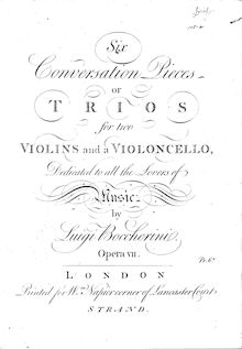Partition violoncelle, 6 corde Trios, G.125-130, C minor; D major; E flat major; A major; B flat major; F major