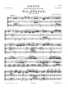 Partition complète, Andante en F major, F major, Mozart, Wolfgang Amadeus