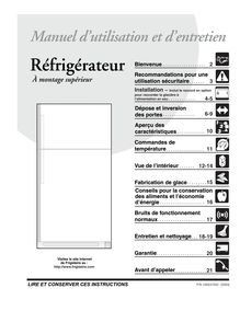 Notice Réfrigérateur Frigidaire  FRT21H8CSB0