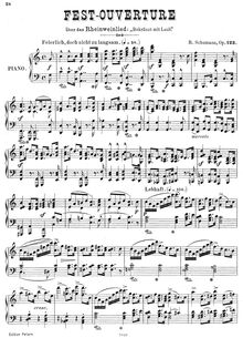 Partition complète, Rheinweinlied-Ouverture, Op.123, Festival Overture on the Rheinweinlied par Robert Schumann