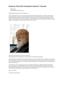 Erasmus Prize 2012 Awarded to Daniel C. Dennett