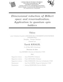 Dimensional reduction of Hilbert space and renormalization Application to quantum spin