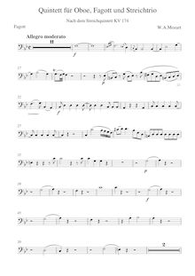 Partition basson, corde quintette No.1, B♭ major, Mozart, Wolfgang Amadeus