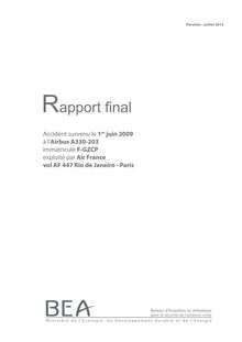 Le Rapport Final du BEA sur le crash du Rio-Paris 