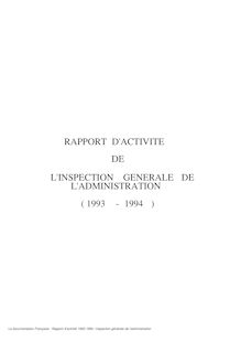 Rapport d activité 1993-1994 de l Inspection générale de l administration