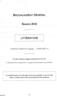 Sujet du bac L 2008: Littérature