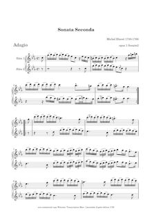 Partition No.2 en C minor, 6 sonates pour 2 flûtes, 6 sonates pour deux flûtes traversières sans basse
