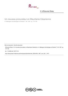 Un nouveau procurateur en Mauritanie Césarienne - article ; n°1 ; vol.69, pg 137-150