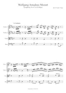 Partition complète, Symphony No.47, D major, Mozart, Wolfgang Amadeus