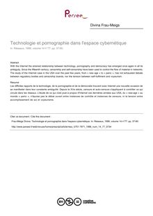 Technologie et pornographie dans l espace cybernétique - article ; n°77 ; vol.14, pg 37-60