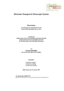 Electronic transport in mesoscopic systems [Elektronische Ressource] / von Georgo Metalidis
