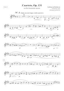 Partition violon 2, corde quatuor No.14, Op.131, C♯ minor, Beethoven, Ludwig van