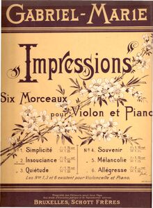Partition de piano, Impressions pour violon et Piano, Marie, Gabriel Prosper