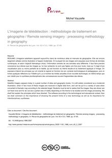 L imagerie de télédétection : méthodologie de traitement en géographie / Remote sensing imagery : precessing methodology in geography - article ; n°2 ; vol.63, pg 37-45