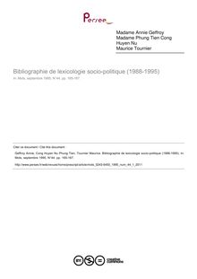 Bibliographie de lexicologie socio-politique (1988-1995)  ; n°1 ; vol.44, pg 165-167