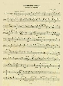 Partition basson 1, 2, Schweizer Scenen, Fantaisie, G major, Böhm, Carl Leopold
