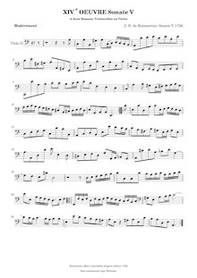 Partition viole de gambe 2, 6 sonates pour 2 bassons, violoncelles ou violes de gambe, Op.14 par Joseph Bodin de Boismortier
