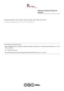 Organisation familiale des Godie de Côte d Ivoire - article ; n°27 ; vol.7, pg 399-433