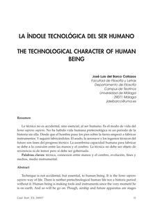 La Índole Tecnológica del Ser Humano (The Technological Character of Human Being)