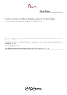 La Chine et les conflits de l Afghanistan et du Cambodge - article ; n°3 ; vol.32, pg 407-429