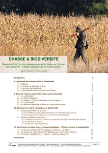 rapport "Chasse et biodiversité" - CHASSE & BIODIVERSITÉ