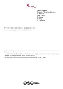 Psychologie génétique et pédagogie - compte-rendu ; n°2 ; vol.85, pg 301-312