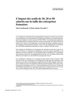 L impact des seuils de 10, 20 et 50 salariés sur la taille des entreprises françaises
