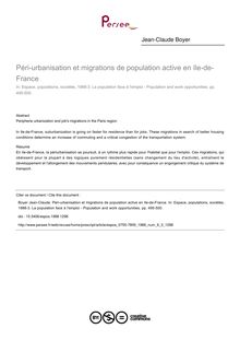 Péri-urbanisation et migrations de population active en Ile-de-France - article ; n°3 ; vol.6, pg 495-500